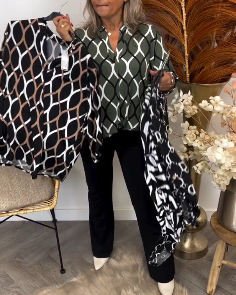 Janny | Casual blouse with long sleeves and elegant pattern