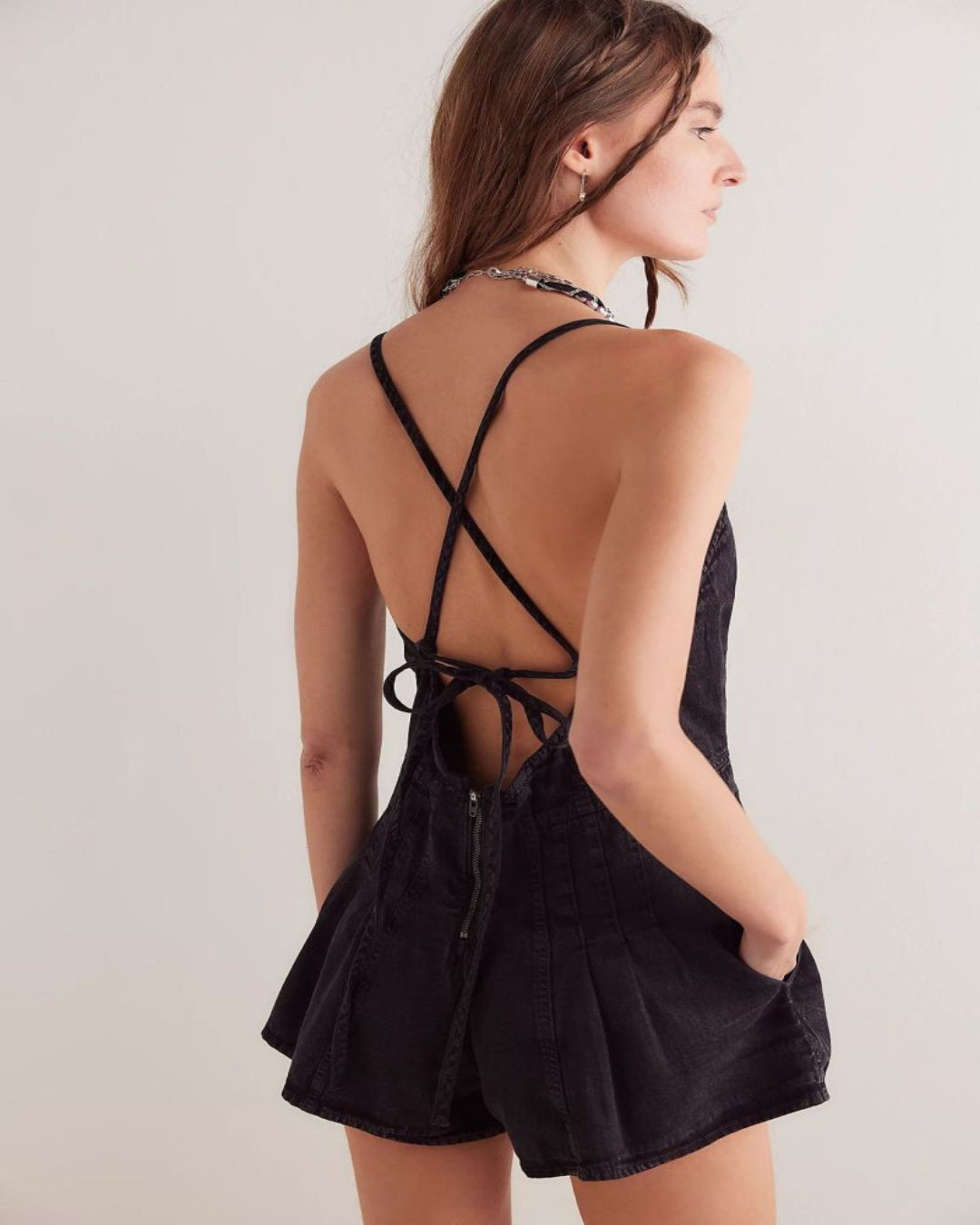 Claire | Denim Romper
