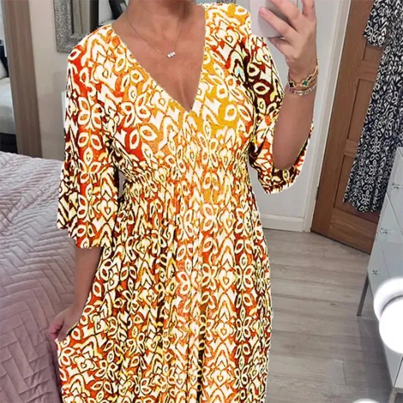 Beach dress with V-neck