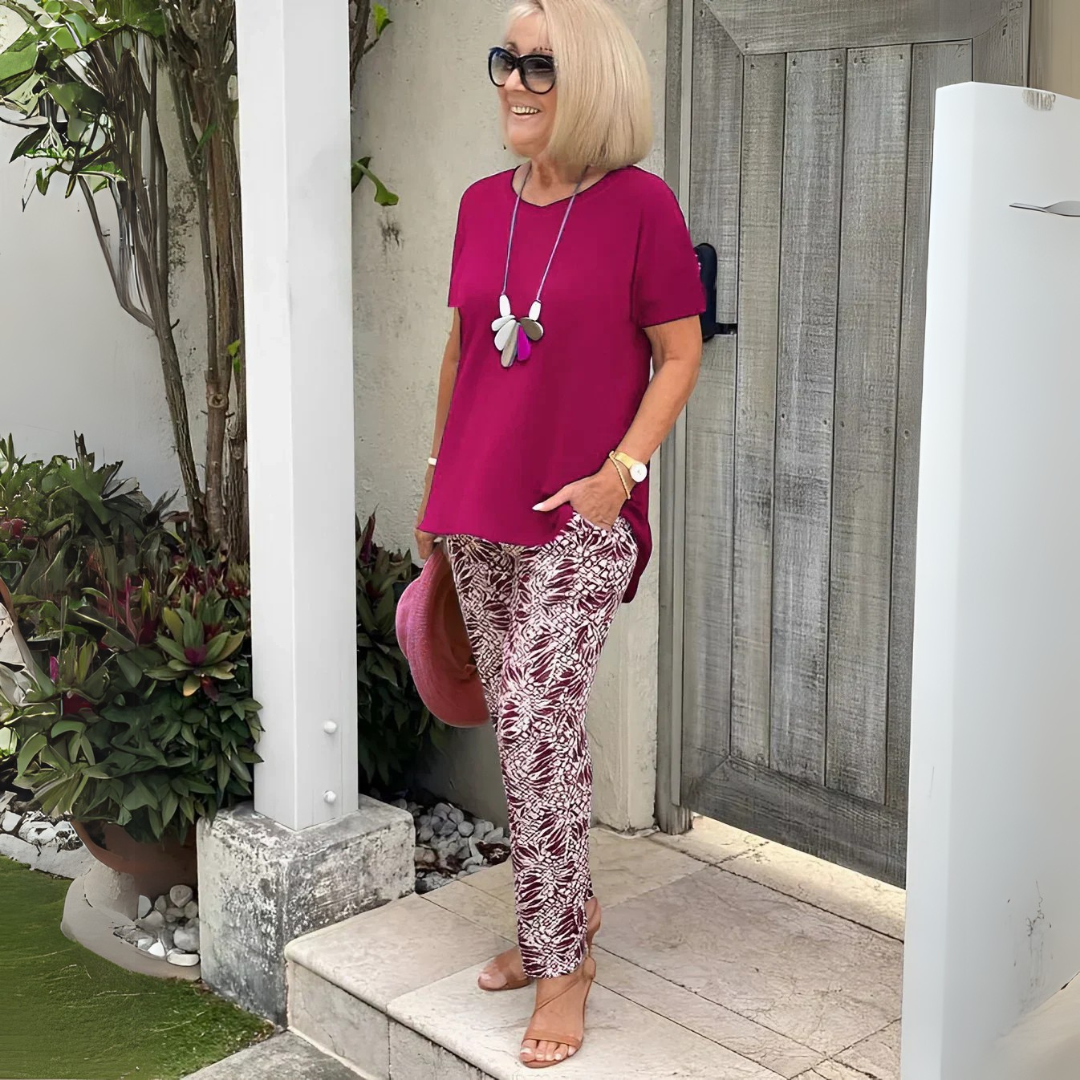 Marlies – Comfortable Summer Set with Printed Trousers