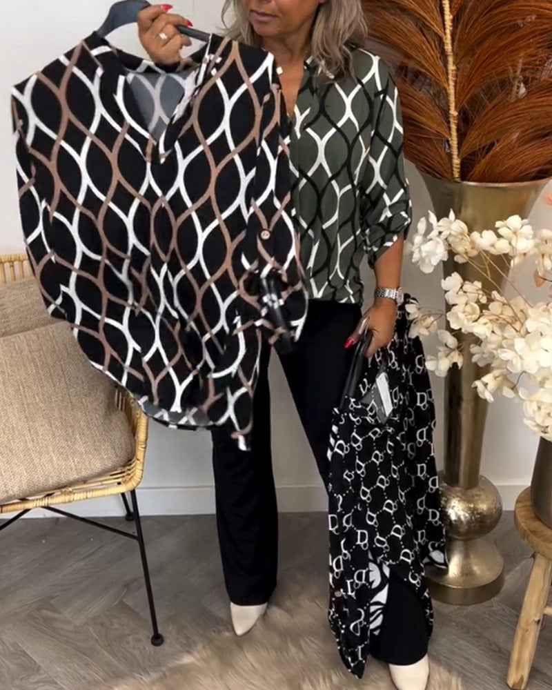 Janny | Casual blouse with long sleeves and elegant pattern