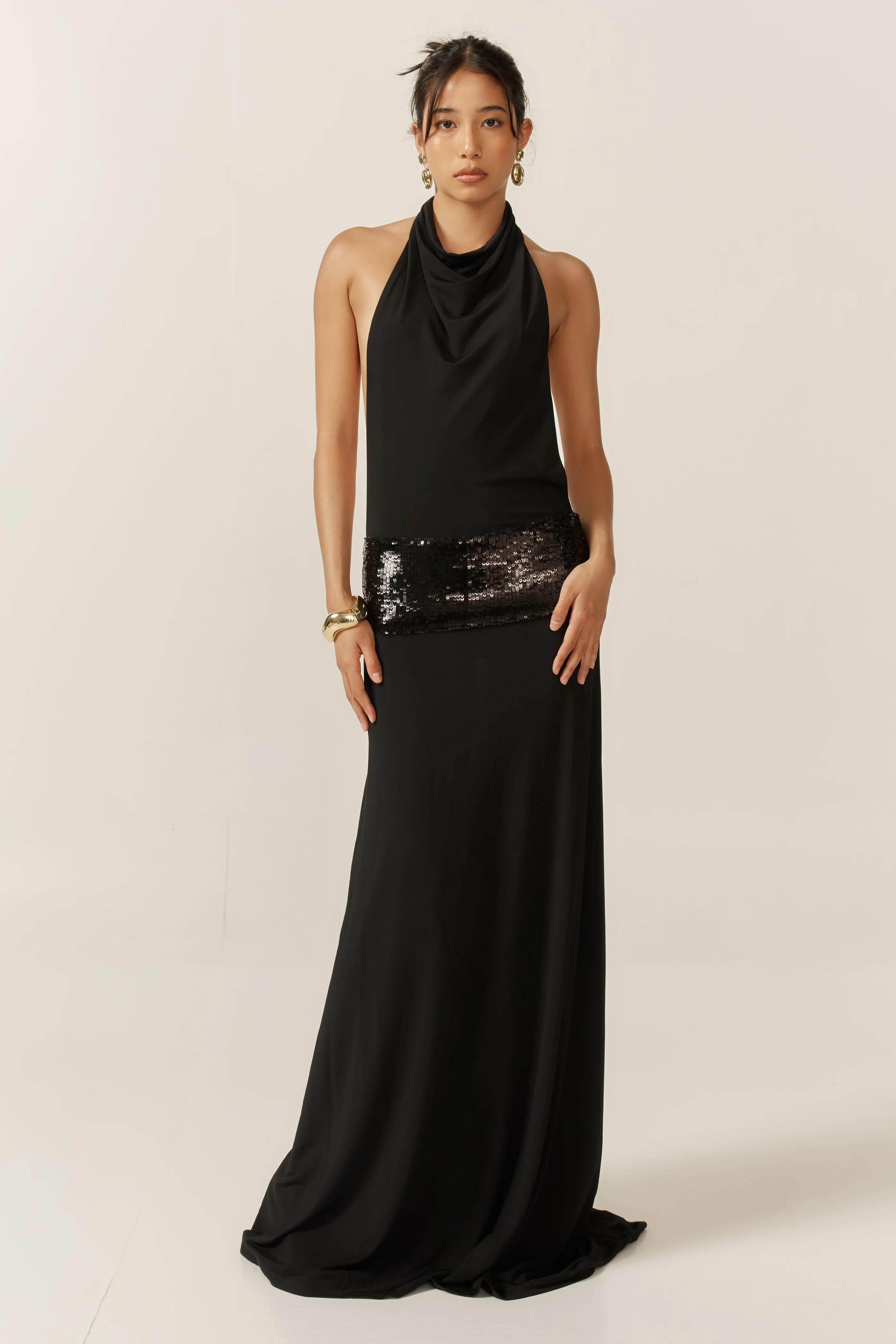 Goldie | Halter Neck Maxi Dress